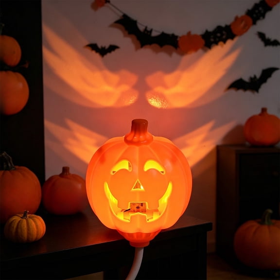 Orangide Halloween Pumpkin Projector Lamp USB Powered LED Silhouette Night Light for Indoor Festival Party Tabletop Halloween Decorations Spooky Atmosphere Creator