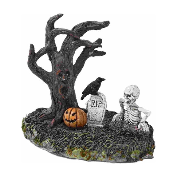 Orangide Halloween Skull Tree Decor, Resin Dead Tree Figurine with Skull Ornament, Spooky Tabletop Prop for Home Party Scene Supplies
