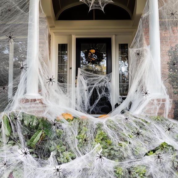 Orangide Halloween Spider Web Decor Cotton Stretch Fabric Spiderweb Prop for Wall Window Ceiling Party Scene Setting Spooky Room Decoration