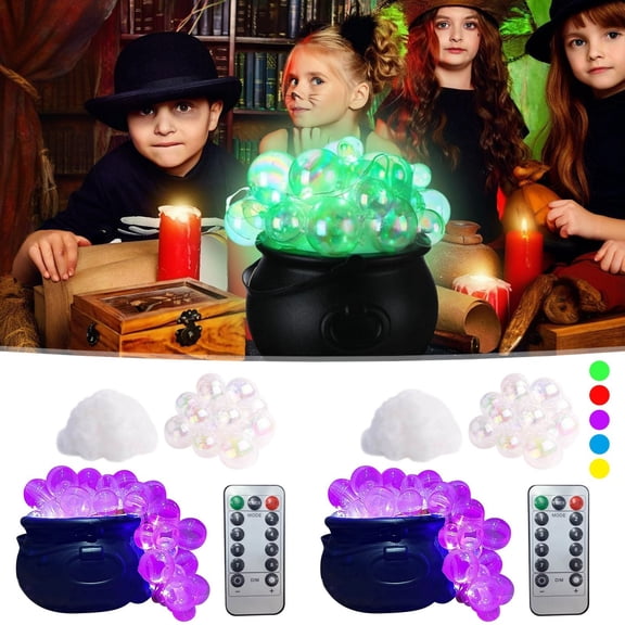 Orangide Halloween Spooky DIY Witch Bubble Bucket Set Party Tabletop Vintage Decor, Glow in Dark Soap Bubble Cauldron for Halloween Party, Fall Gift