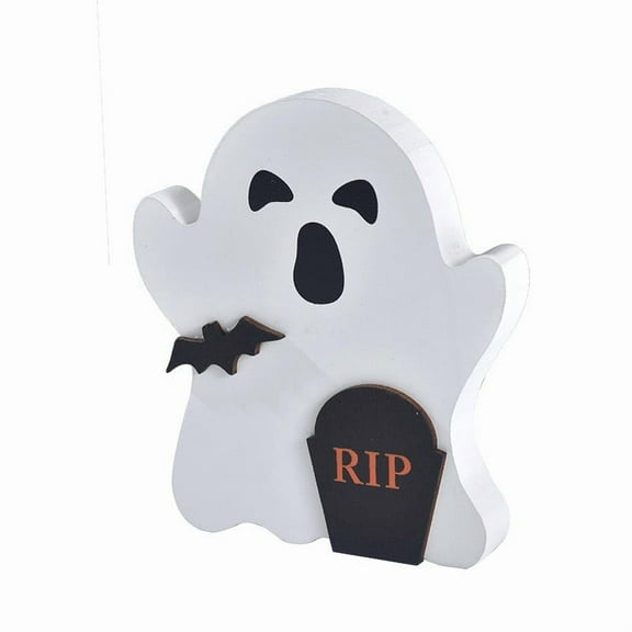 Orangide Halloween Wooden Cute Ghost Decor,Wooden Ghost Halloween Signs for Table, Office Desk, Halloween Ghost Decorations Indoor