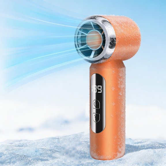 Orangide Handheld Fan High-Speed Cool Down Ice Pack Portable Mini Fan with Digital Display Rechargeable USB Personal Cooling Device for Travel Outdoor
