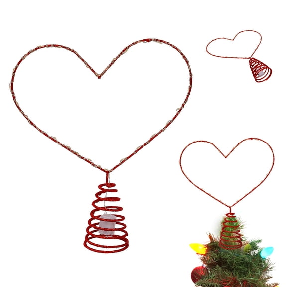 Orangide Heart Shaped Tree Topper with LED Lights and Red Glitter for Christmas Tree, Valentine's Day Decoration for Weddings Anniversaries and Party Decorations