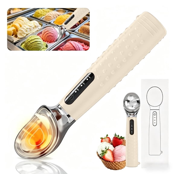 Orangide Heated Ice Cream Spoon, Fast-Melting Temperature-Control Electric Spoon for Home Use, Soften Ice Cream Easily, Quick and Easy Dessert Tool