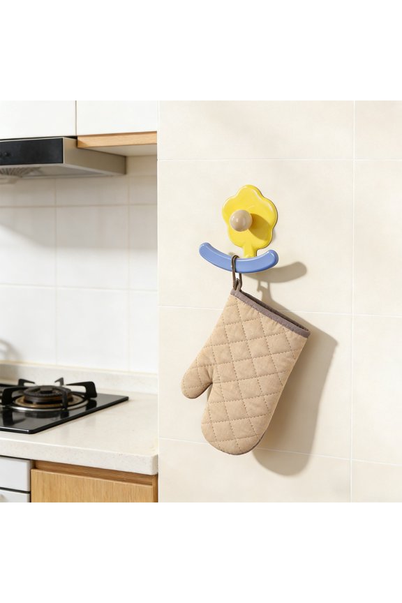 Hook, Flower Shape Wall Mounted Adhesive Hooks for Bathroom and Bedroom, No Drill Towel Hook for Shower Robe and Hat, Funny Keychain Hanger and Organizer, 4 Pack White