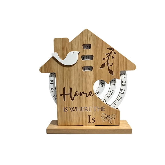 Orangide House Shaped Perpetual Desk Calendar, Manual Rotatable Forever Calendar Ornament, Elegant Tabletop Decor for Home Study Office Desktop Daily Date Reminder