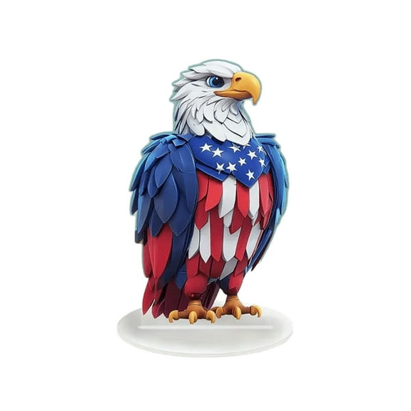 Orangide Independence Day Eagle Ornament, 4th of July 2D Wooden Wall Art, Patriotic Home Decor for Living Room Foyer, Handicraft Tabletop Decoration