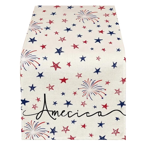 Orangide Independence Day Table Runners Patriotism 4th Of July Decorations Holiday Tablecloths Star Red White And Blue for Kitchen Home Dining 13x72 Inch