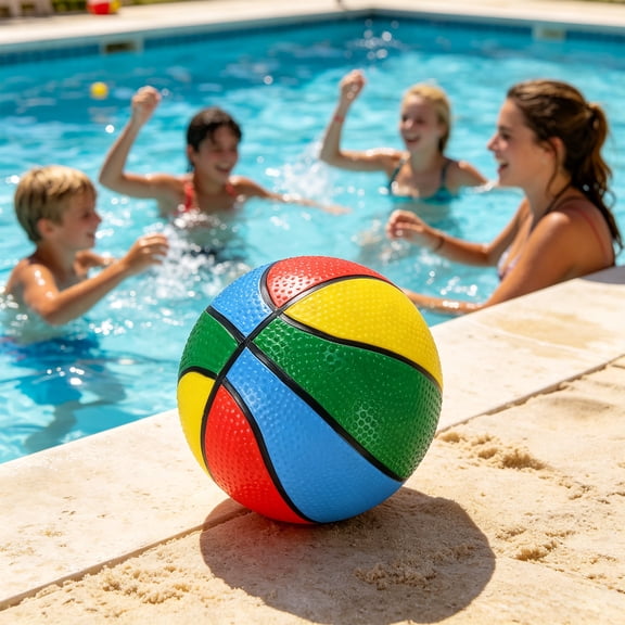 Orangide Inflatable Basketball Toy, Mini PVC Beach Ball for Pool, Outdoor Water Game Toy for Kids, Summer Swimming Pool Party Supplies, Fun Sport Ball