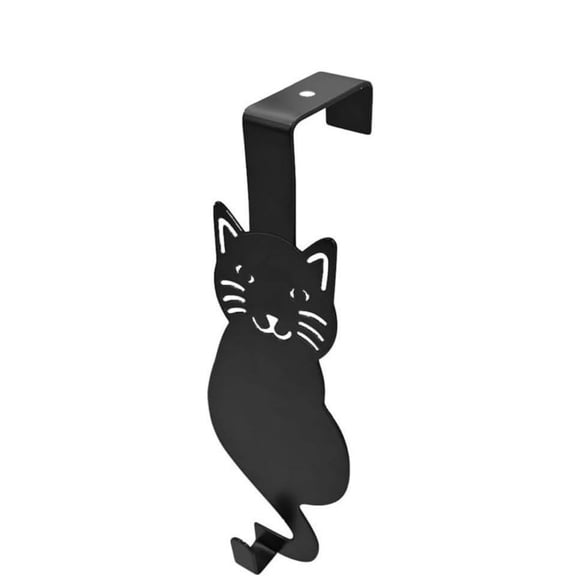 Orangide Iron Black No Drill Cat Shaped Door Back Hook Heavy Duty Metal Wall Hanger Multi-Purpose Storage Hook for Home Bedroom Bathroom Closet