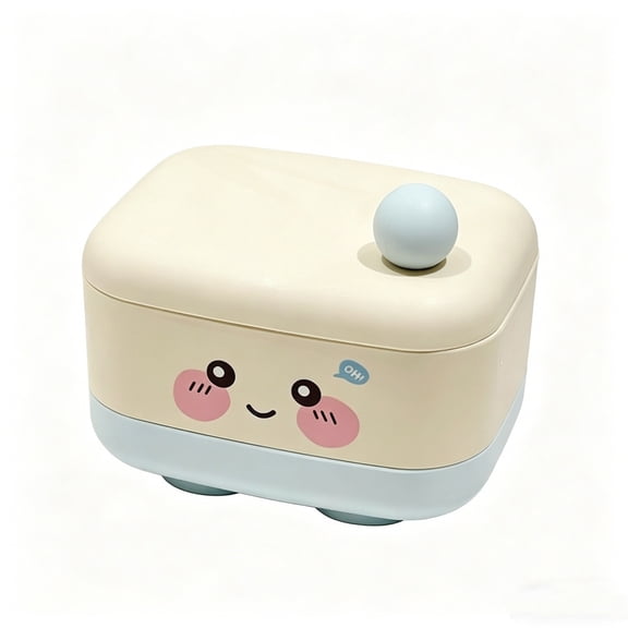 Orangide Kawaii Cute Soap Container with Lid, Adorable Happy Face Style Spill Proof and Drainage Soap Holder for Bathroom Shower, Kids Dorm Travel