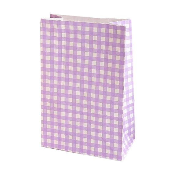 Orangide Kraft Paper Gift Bags Small Colored Plaid Pattern Treat Bags Candy Goodie Bags For Birthday Party Favor Wedding Easter Basket Stuffers