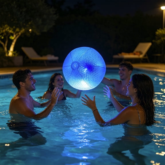 Orangide LED Beach Ball 16 Inch Waterproof Glow in the Dark Floating Pool Toy for Pool Party Night Games Outdoor Indoor Summer Fun Activities