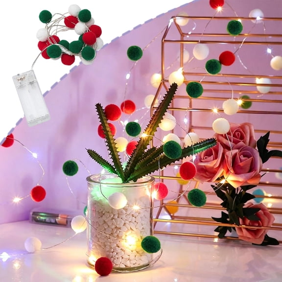 Orangide LED Cotton Ball Lights with Copper Wires, 6.6 ft 20 LED String Lights for Room Decor, Yarn Ball String Lights for Birthdays Weddings and Holidays