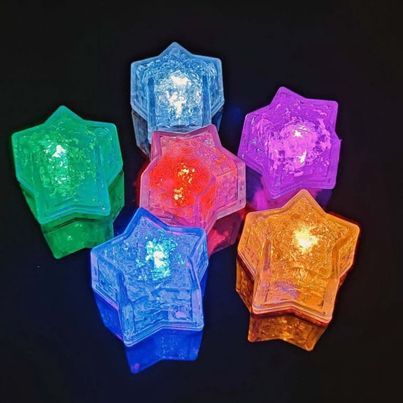 Orangide LED Five-Pointed Star Light Up Ice Blocks for Drinks, Reusable Glowing Cubes for Party Bar Wedding Decor Holiday Events Gift Ideas