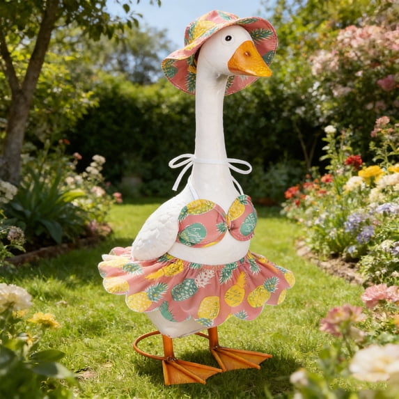 Orangide Lawn Goose Outfit, 23 Inch Goose Costume with Fun and Cute Design, Outdoor Garden and Patio Decoration, Seasonal Lawn Goose Display, Festive Summer Spring Goose Clothes