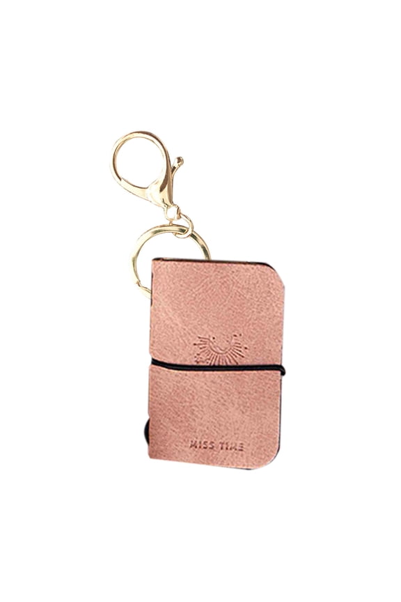 Leather Keychain Notebook, Mini Portable Ledger, Backpack Hanging Accessory Keyring, for School Season, Daily Notes, Travel Journal, Creative Gift for Friends Students
