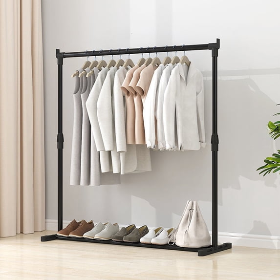 Orangide Metal Clothing Rack with Bottom Shelf, Garment Rack with Shoe Storage, Freestanding Coat Rack for Home Entryway and Dorm Room