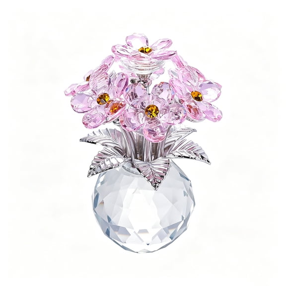 Orangide Mini Crystal Flower Vase Ornament, Sparkly Floral Figurine for Home Car Decor, Small Glass Vase Centerpiece for Desk Shelf, Wedding Gift Table Decoration