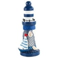 thumbnail image 1 of Orangide Mini Lighthouse Decor, Handcrafted Wooden Miniature Lighthouse Model, Mediterranean Style Ornament, Ocean Tabletop Light House Decorations for Home, 1 of 6