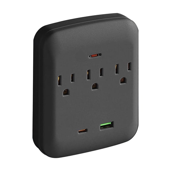 Orangide Multi Hole Socket Home and Travel Convenient Multifunctional Wireless Wall Mounted Charging Socket 3 AC Outlets 1 USB 1 C Charging Ports