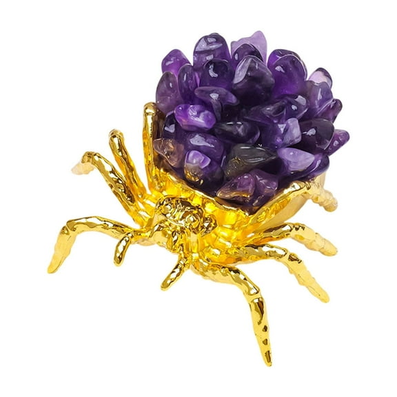 Orangide Natural Crystal Amethyst Spider Glass Insect Table Halloween Decor Crystal Home Statue Ornament Ideal Gift for Friends