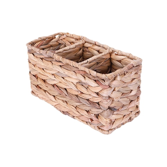 Orangide Natural Woven Divided Storage Basket, Handmade Water Hyacinth Organizer for Desk Shelf Countertop, Farmhouse Home Decor Gift
