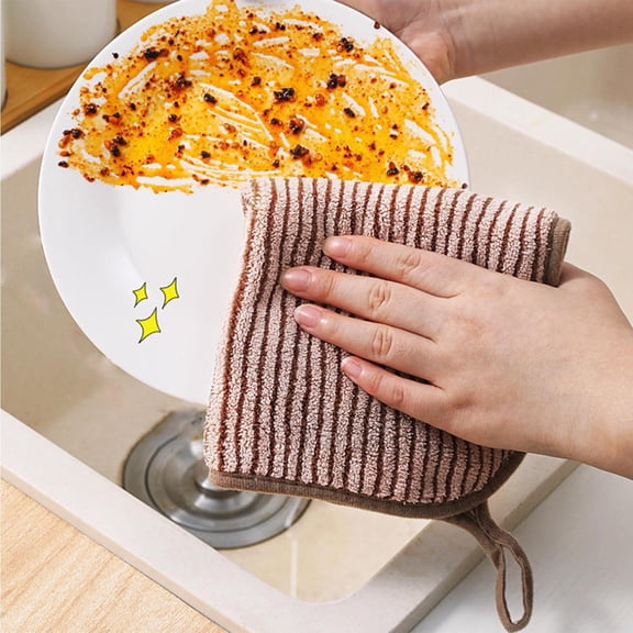 Orangide Oil Proof Dish Towels, Thickened Kitchen Cleaning Cloths for Dishwashing, Table Wiping, Non-Stick Grease, 3Pcs for Home Kitchen Use