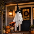 thumbnail image 1 of Orangide Outdoor Halloween Decoration Hanging Ghost Witch, 28 In Large Hanging Flying Ghost on Broomstick with Witch Hat Lighted, Ghost Decor for Porch Yard Tree, 1 of 5