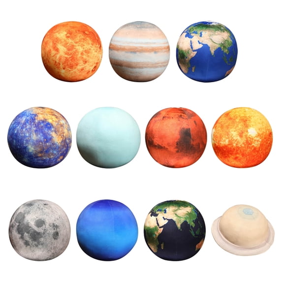 Orangide Planet Pillow Faux Educational Round Doll for Children's Science Learning Space Theme Bedroom Decor Soft Huggable Model Toy Solar System Decorative Throw (Light Blue Earth)