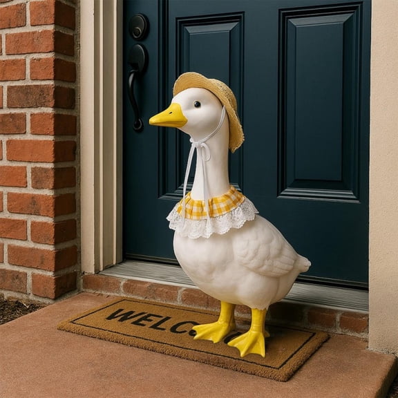 Orangide Porch Goose Outfit for 23" Goose, Decorative Spring Summer Garden Ornament for Outdoor Home Decor, Rustic Farmhouse Style Yard for Patio Entryway Lawn Festive Seasonal Display