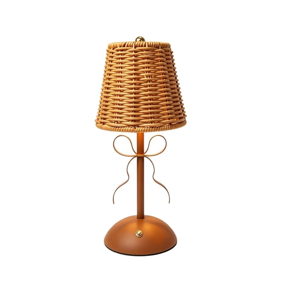 Orangide Rattan LED Table Lamp Rechargeable Touch Dimmable Bedside Light with Woven Shade for Living Room Bedroom Patio