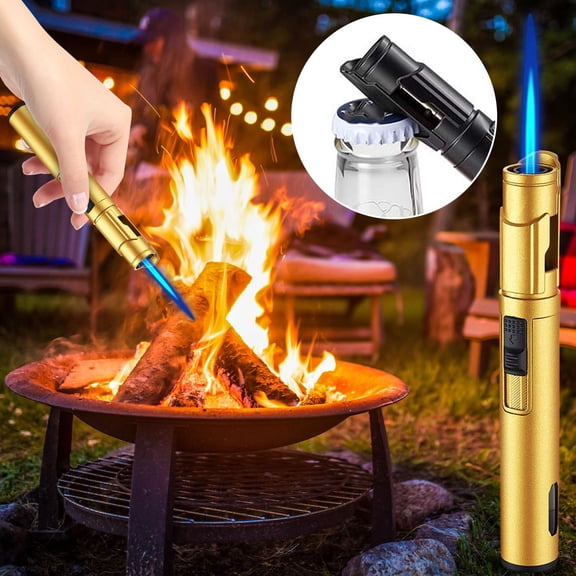 Orangide Refillable Butane Torch Lighter, Windproof Flame Long Pen Lighter with Safety Lock, Adjustable Flare for Camping BBQ Candle Outdoor