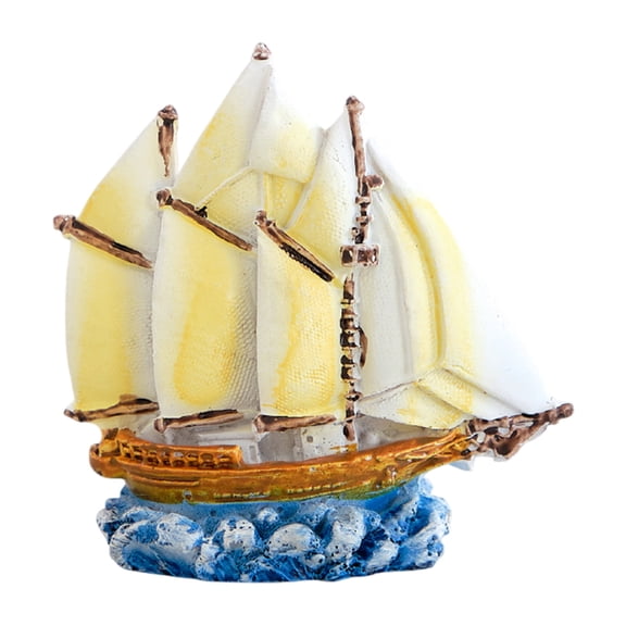 Orangide Resin Boat Ornament Mediterranean Style Hand Painted Miniature Ship Model for Bookshelf Desktop Home Decor Nautical Theme Decor