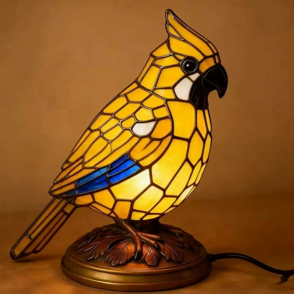 Orangide Retro Birds Stained Resin Tabletop Night Light, Animal Table Lamps Series, Bird Lamp Stained Glass Tabletop Night Light, 3D Cute Pet LED Table Lamps, Gift for Lovers