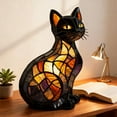 thumbnail image 1 of Orangide Retro Cats Stained Resin Tabletop Night Light, Animal Table Lamps Series, Cat Lamp Stained Glass Tabletop Night Light, 3D Cute Pet LED Table Lamps, Gift for Lovers, 1 of 3