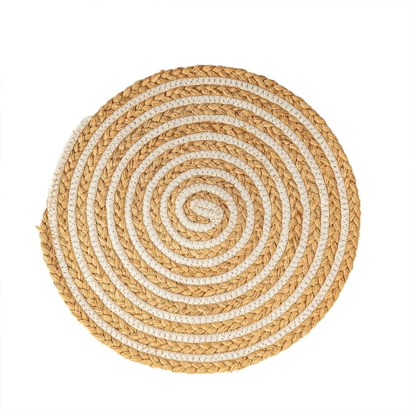 Orangide Round Woven Placemats Rattan Weave Table Mats for Dining Table, Natural Bamboo Style Heat Resistant Place Mats for Kitchen Decor