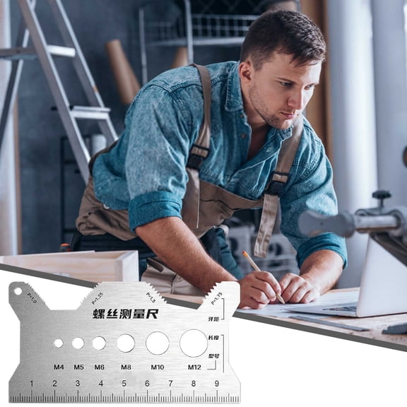 Orangide Screw Measuring Caliper, Stainless Steel Thread Pitch Gauge for Nuts Bolts and Fasteners Sizing, Precision Tool for Metric