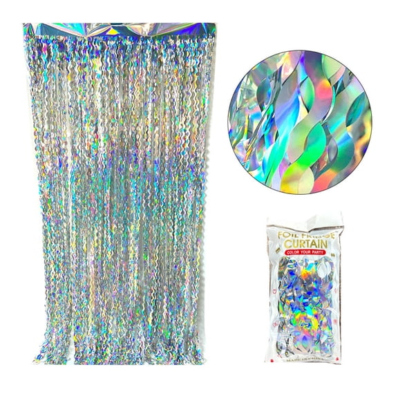 Orangide Silver Foil Tassel Curtain 79x39 in, Glitter Tinsel Backdrop for Birthday Wedding Baby Shower Christmas Party, Sparkly Fringe for Photo Booth and Stage Decor