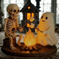 Orangide Skeleton and Ghost Bonfire Night Lamp,Skeleton Ghost Bonfire Halloween Night Light, Halloween LED Decor Ornaments, Spooky Night Ambience Light,Fun Birthday Gift