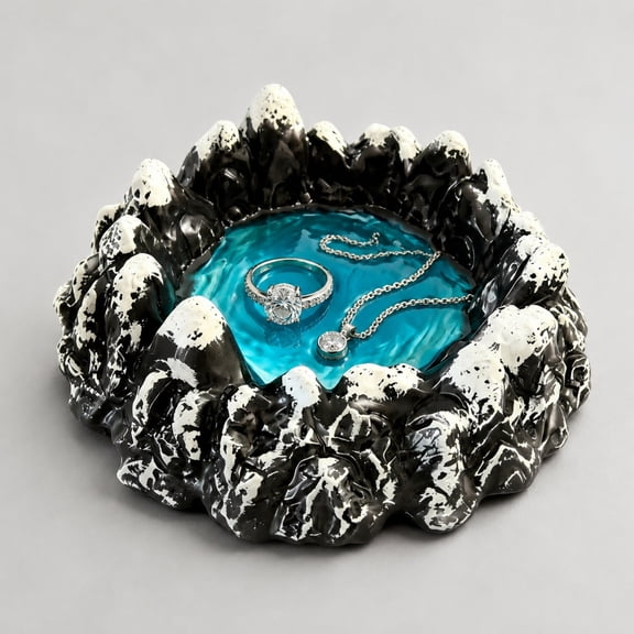 Orangide Snow Capped Mountain Style Resin Decorative Tray Creative Mini Storage Dish for Desk Jewelry Keys Countertop Display Home Office Ornament