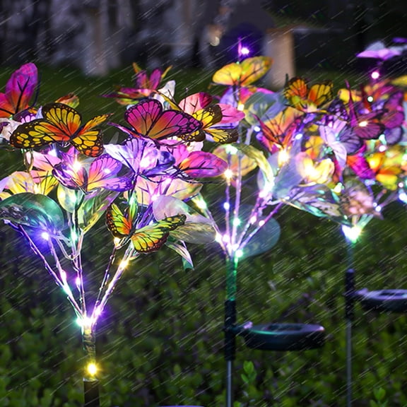 Orangide Solar Garden Lights 2 PCS Butterfly Design, Waterproof Outdoor Decorative Lights for Garden, Balcony, Patio, Pathway, Spring Summer