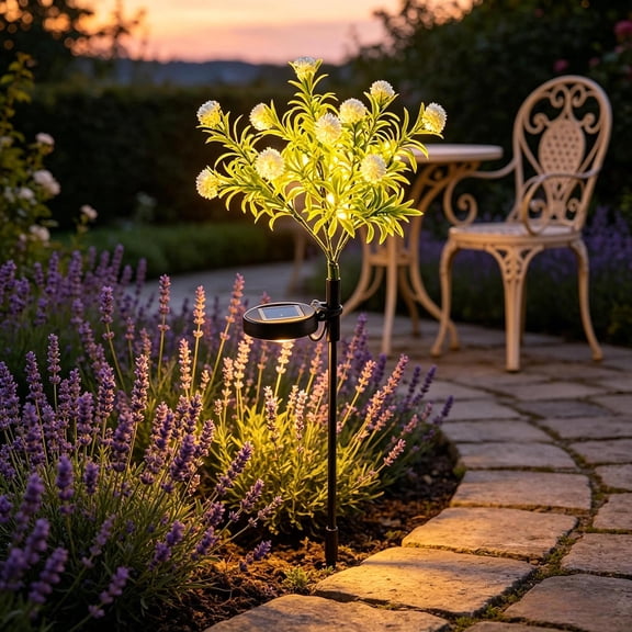 Orangide Solar Powered Hydrangea Ground Stake Lights, Outdoor Landscape Lighting for Courtyard, Garden, Yard - Spring Summer Decor