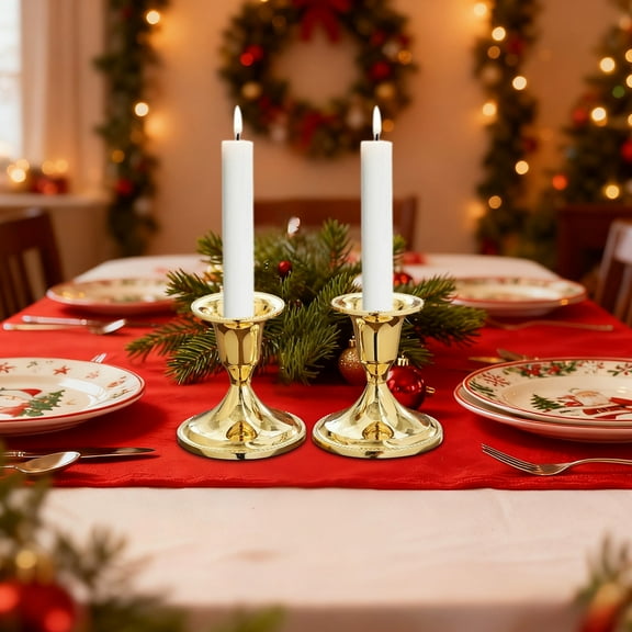 Orangide Solid Color Christmas Iron Candlestick Pair of Vintage Metal Candle Holders forTable Decor Romantic HOLIDAY Decoration with Candlelight Props