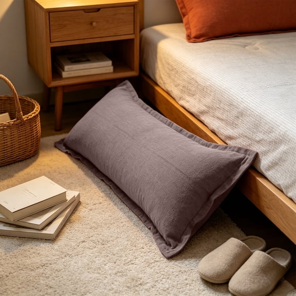 Orangide Solid Linen Cotton Backrest Pillow for Bed, Long Shaped Bed Clip Side Sleeping Support Cushion, Comfortable Arm Leg Rest for Reading Watching TV
