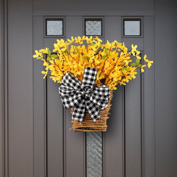 Orangide Spring Decor Door Basket, Sunflower & Dried Vine Hanging Basket for Door, Fall Floral Welcome Sign for Front Door, Outdoor Indoor Porch Patio Wall Home Decor