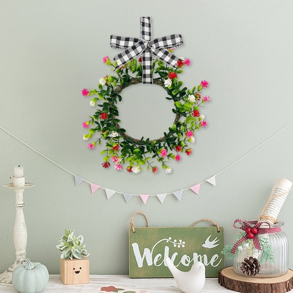 Orangide Spring Door Wreath, 13 Inch Artificial Greenery Floral Wreath with Hanger for Front Door Wall Window Decor, All Season Home Decor for Indoor Outdoor