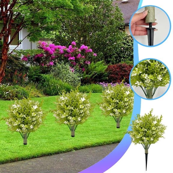 Orangide Spring Summer Decor Artificial Cedar Topiary Trees with Ground Spike Fake Plants for Outdoor Patio Porch Garden Entryway