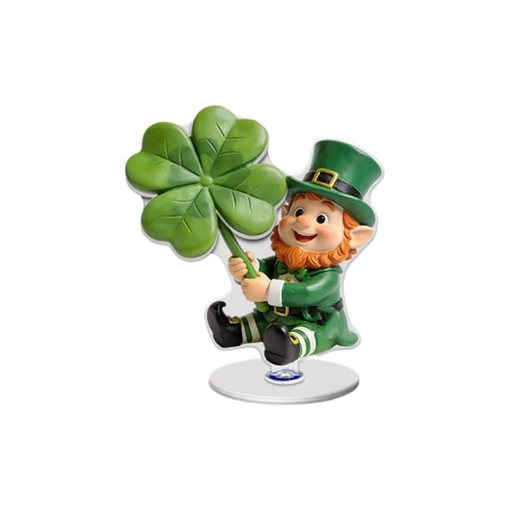 Orangide St Patricks Day Ornament, 2D Acrylic Desktop Decoration that Rotates 360 Degrees, Holiday Tabletop Decor for Home, Office, or Party, Festive Shamrock Design