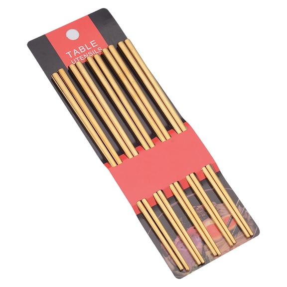 Orangide Stainless Steel Chopsticks 5 Pairs Reusable Dishwasher Safe Non Slide Korean Japanese Chinese Style Gift Set